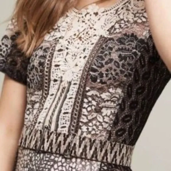 Beguile by Byron Lars Melange Lace Pencil Dress in Black and Ivory - Picture 3 of 12